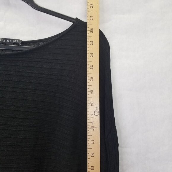 Eileen Fisher Tunic Women's L Asymmetrical Hem Variegated Tencel Rib Knit Sheer - Picture 9 of 12